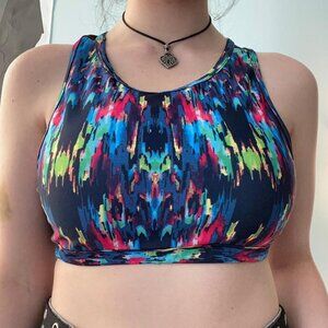 NWOT Caelum Multicolored Racerback Sports Bra sz L/XL